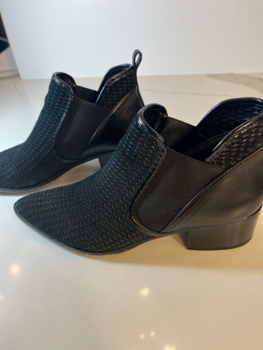 Donald J. Pliner Black Woven Leather Chelsea Ankle Boots - Picture 8 of 14
